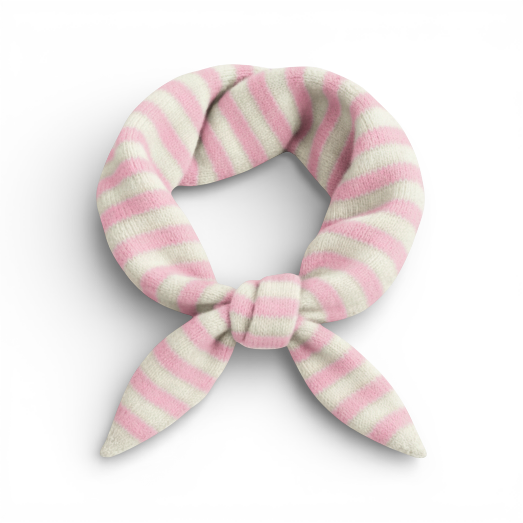 Pastel Pink Striped Wool Blend Light Weight Triangle Neck Scarf