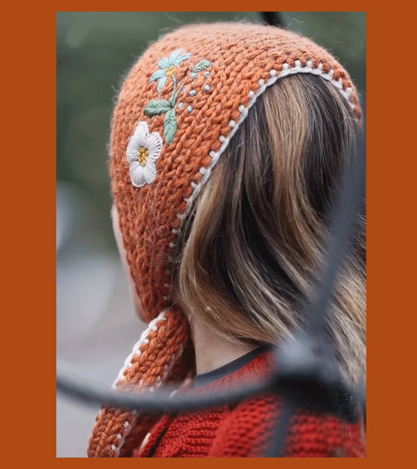 Pumpkin Embroidered Head Scarf by RKO