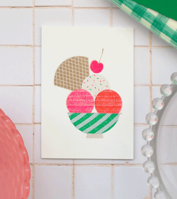 Cute Ice Cream Sundae Mini Card by Bobbie Print