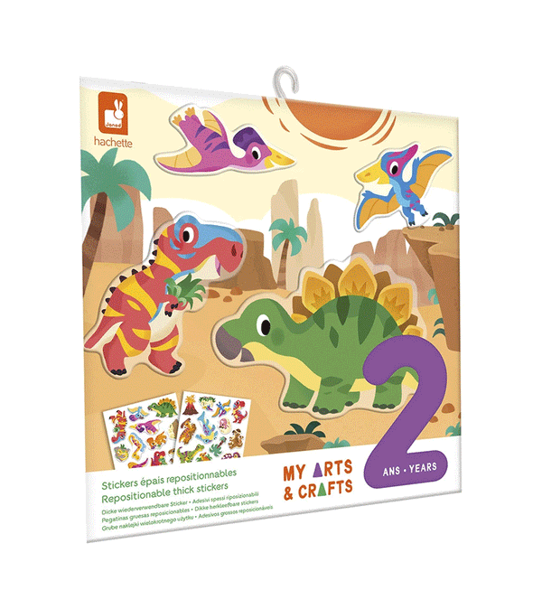 Creative Box of Thick Repositionable Dinosaur Stickers by Janod
