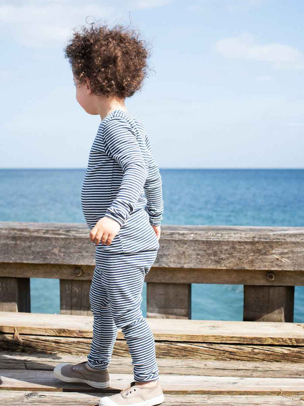 Navy and Ecru Long Sleeved Striped Tee by Serendipity