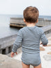 Navy and Ecru Striped Organic Cotton Crossover Body by Serendipity