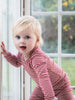 Ruby and Ecru Striped Organic Cotton Crossover Body by Serendipity
