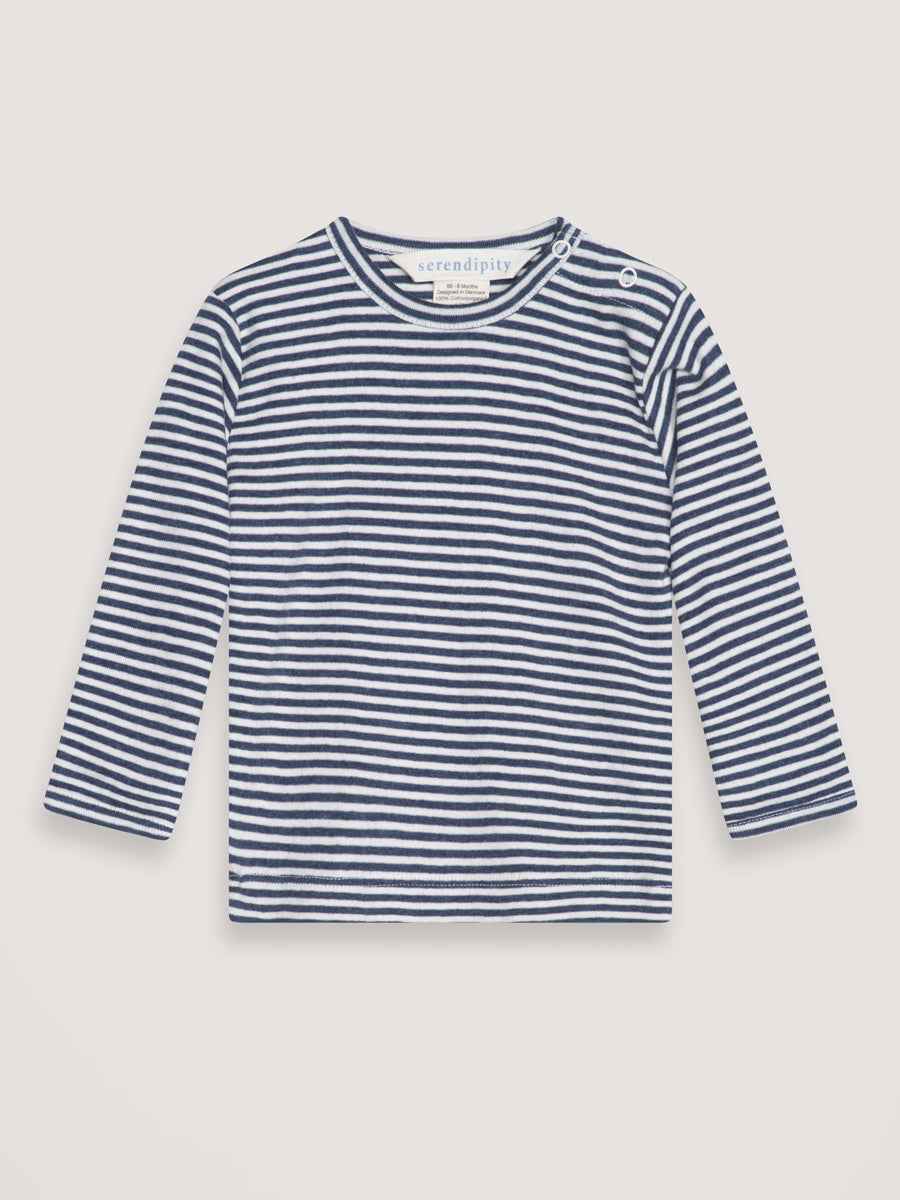 Navy and Ecru Long Sleeved Striped Tee by Serendipity