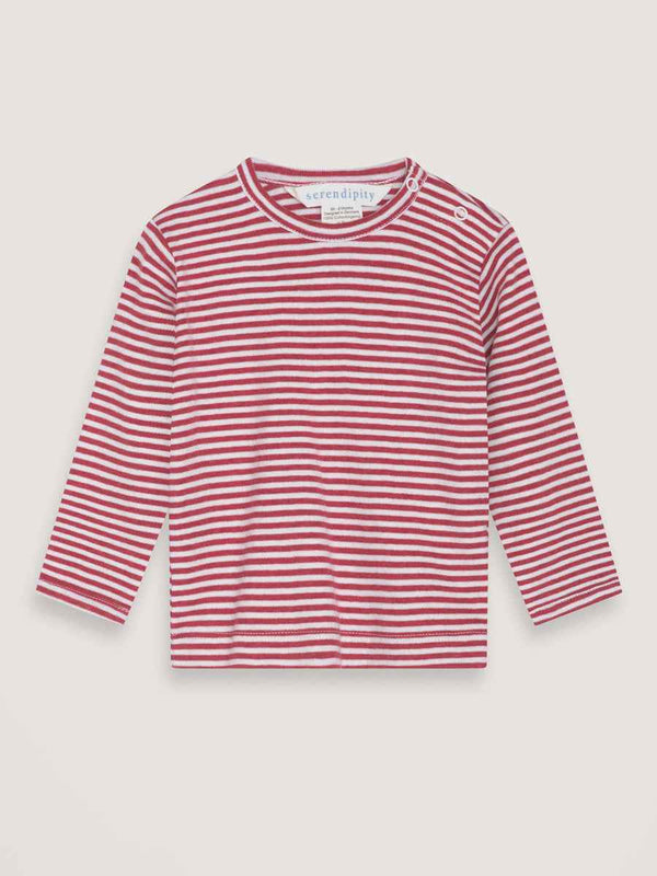Ruby and Ecru Long Sleeved Striped Tee by Serendipity