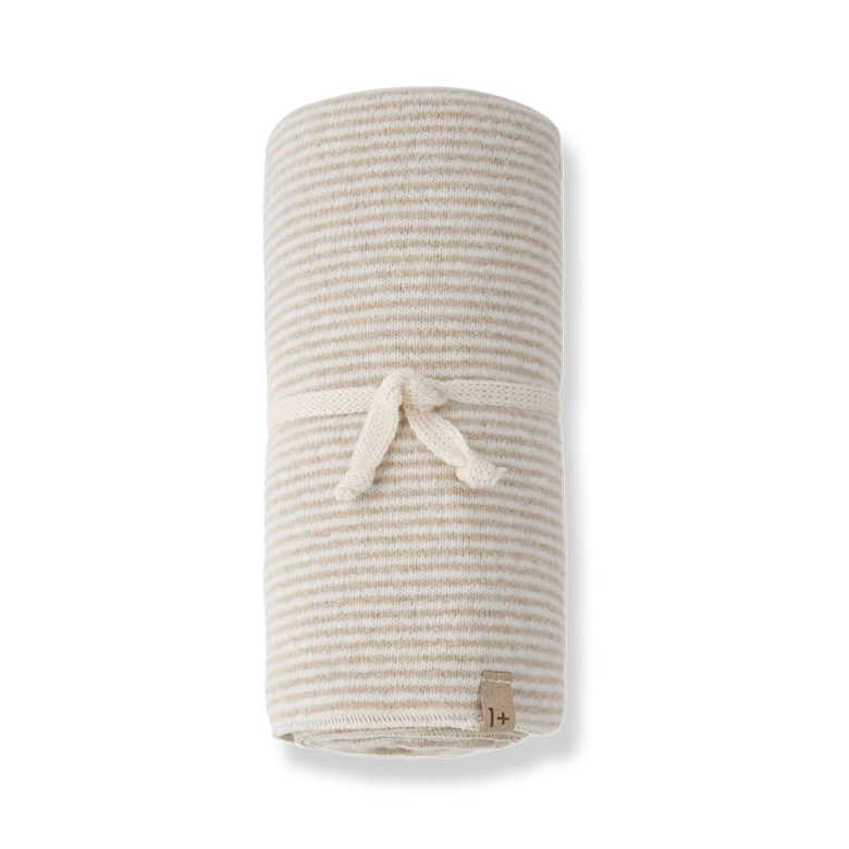 Beige Striped Recycled Extra Soft Fleece Blanket by 1+ in the Family