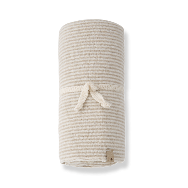 Beige Striped Recycled Extra Soft Fleece Blanket by 1+ in the Family