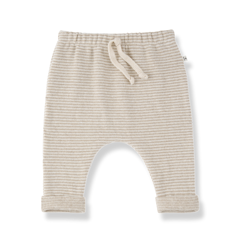 Beige Stripe Extra Soft Fleece Antony Bottoms by 1+ in the Family
