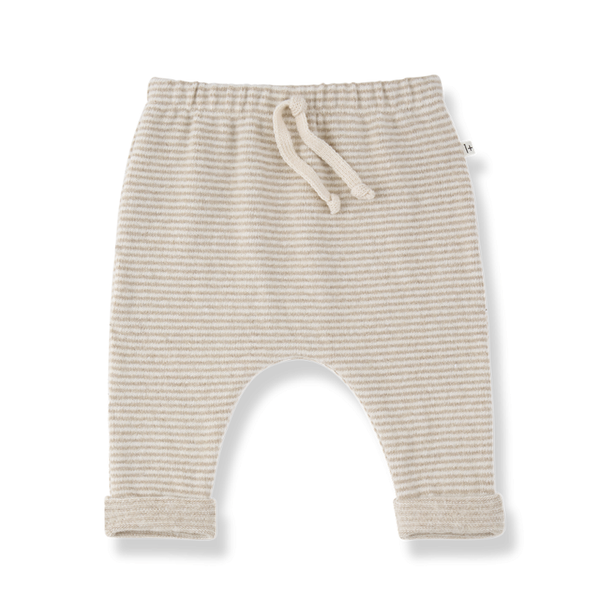 Beige Stripe Extra Soft Fleece Antony Bottoms by 1+ in the Family