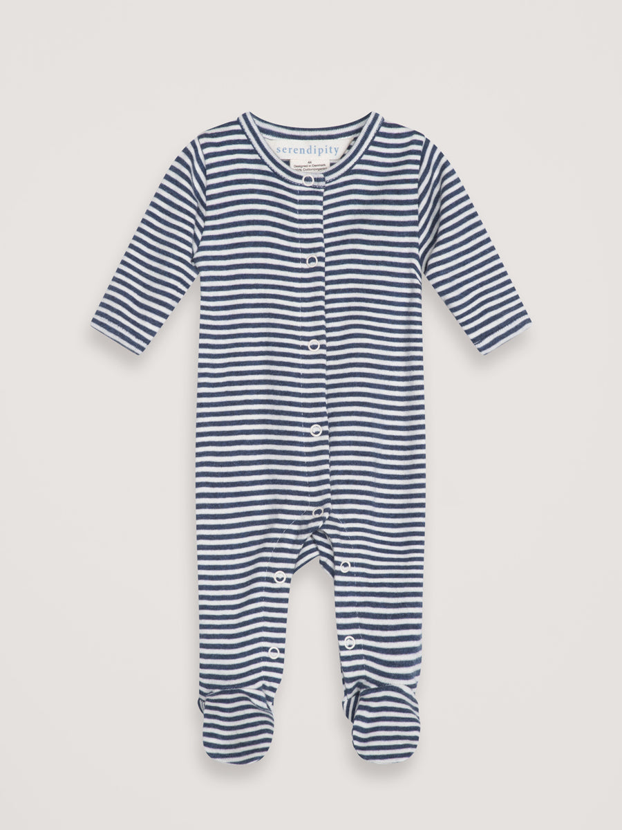 Navy & Ecru Stripe Organic Cotton Romper by Serendipity