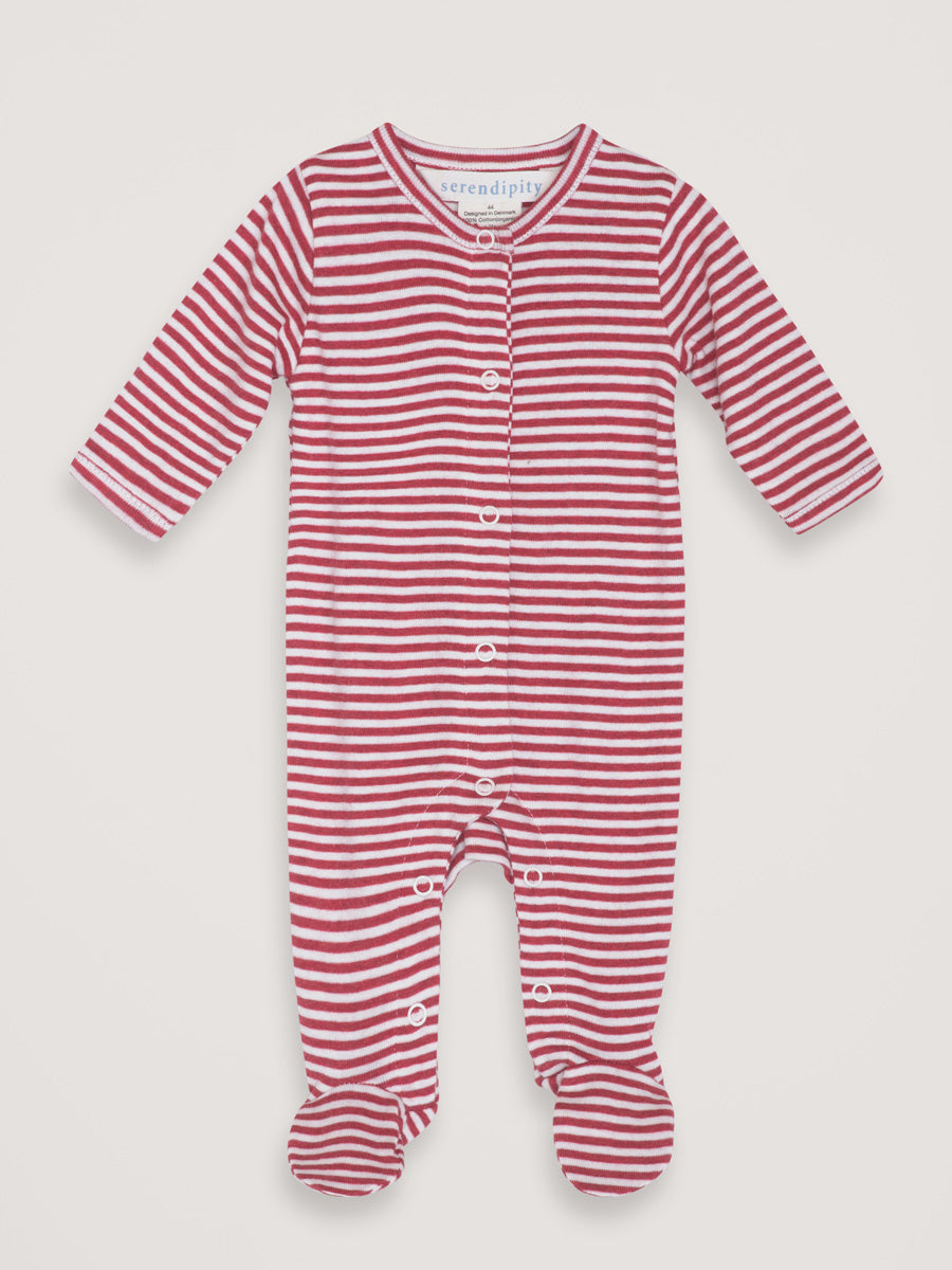 Ruby & Ecru Stripe Organic Cotton Romper by Serendipity