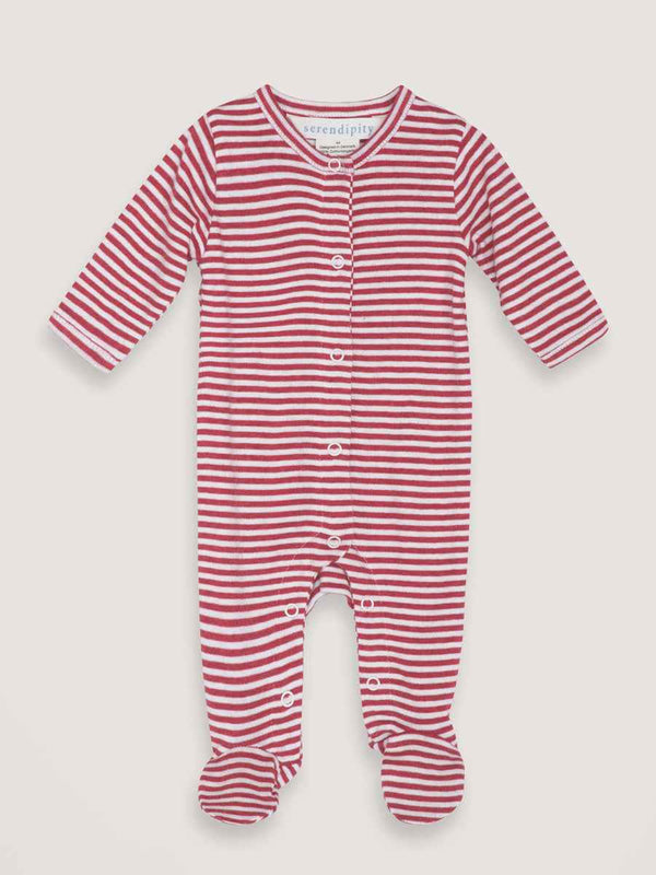 Ruby & Ecru Stripe Organic Cotton Romper by Serendipity