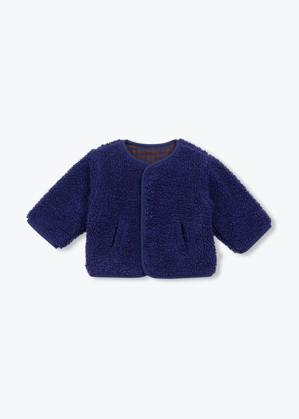 Baby Marine Gingham Reversible Sherpa Jacket by Arsene et Les Pipelettes