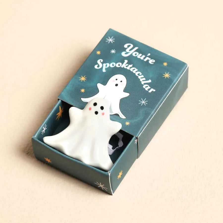 Tiny Matchbox Ceramic Ghost Token