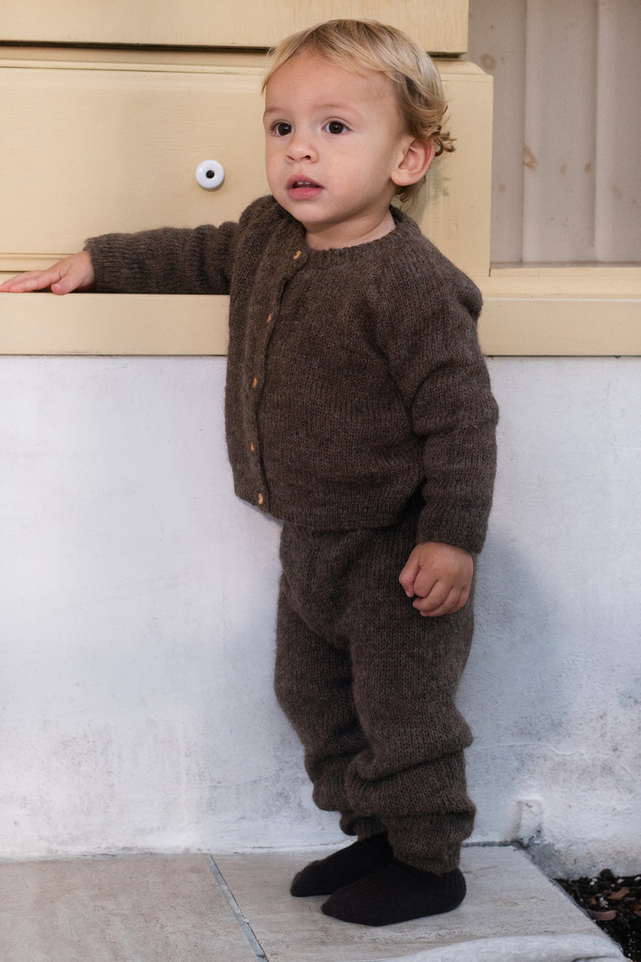 Owl Brown Alpaca Suri Cardigan by Serendipity