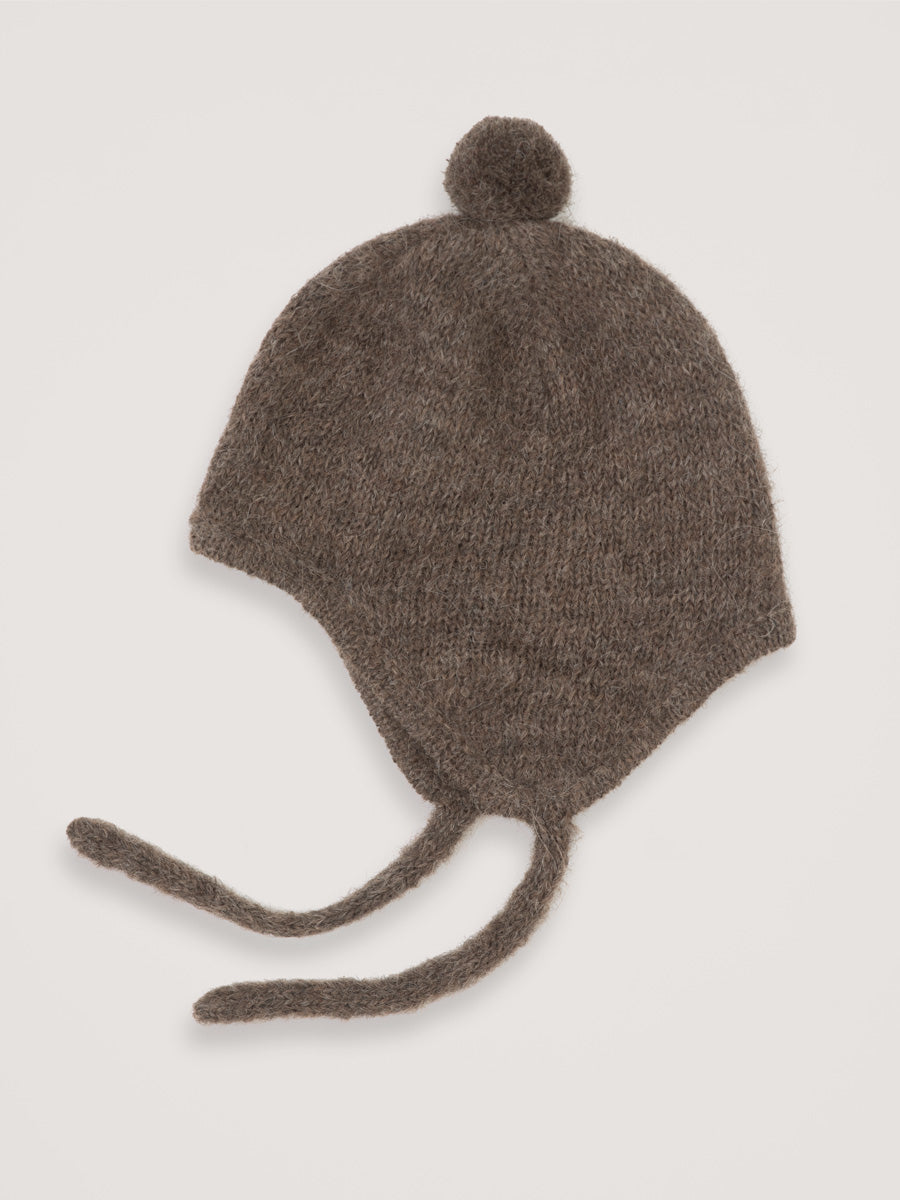 Owl Brown Alpaca Suri Bonnet by Serendipity