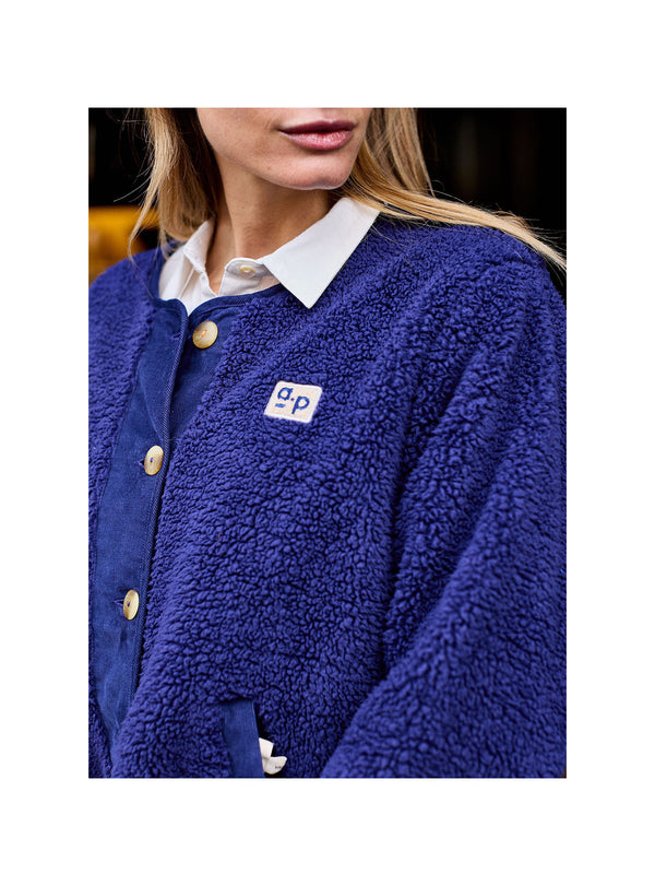 Women's Marine Gingham Reversible Sherpa Jacket by Arsene et Les Pipelettes