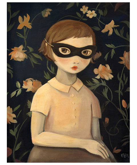 Masked Evaline with Floral Wallpaper 8x10" Print by Black Apple