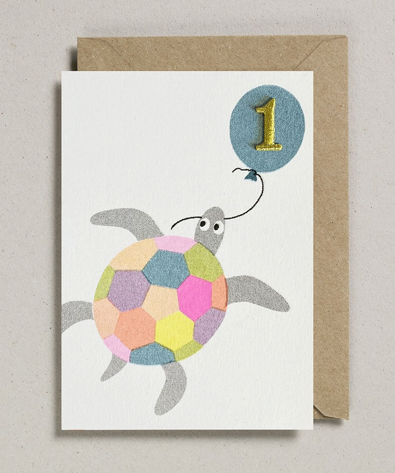Turtle 1st Birthday Card by Petra Boase