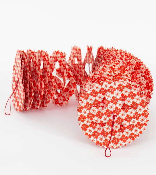 Red and White Accordion Paper Garland by AfroArt