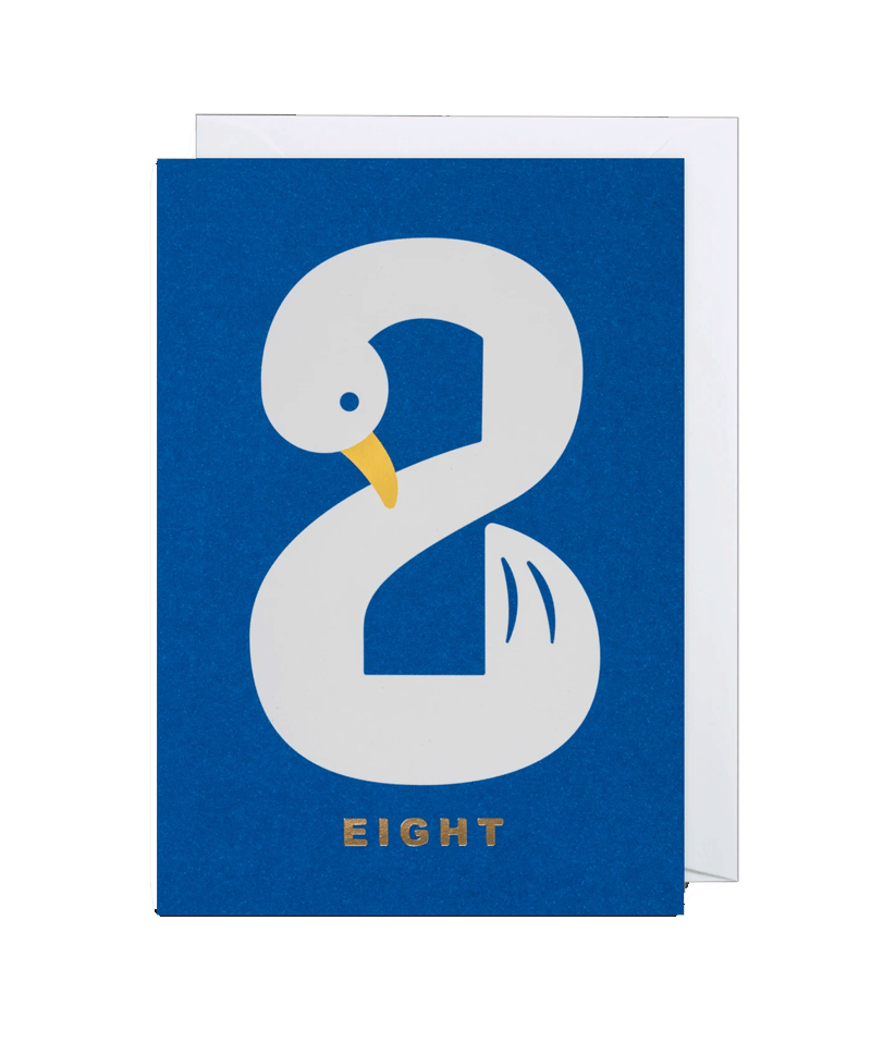 8 Swan Birthday Card by Cozy Tomato