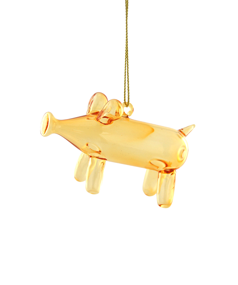 Orange Balloon Pig Glass Ornament By Cody Foster