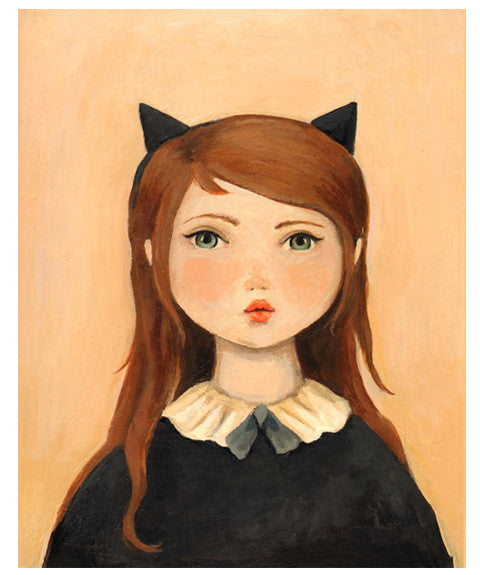 Portrait with Cat Ears Print by Black Apple