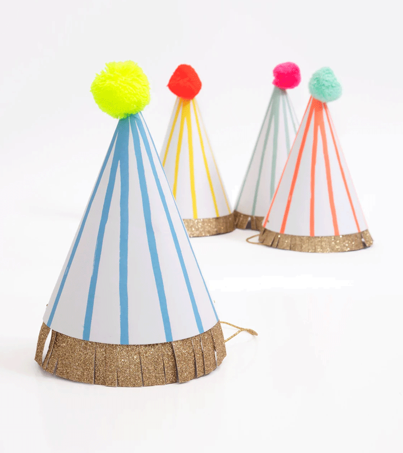 Stripe Pompom Party Hats by Meri Meri