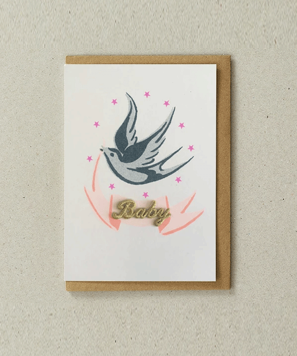 Bird Banner Baby Card by Petra Boase