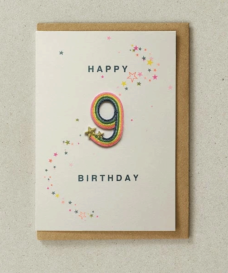 Rainbow 9th Birthday Card by Petra Boase