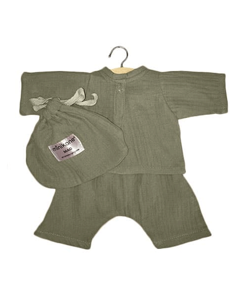 Mao Olive Green Kimono Set for Baby Doll by Minikane