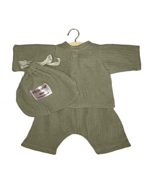 Mao Olive Green Kimono Set for Baby Doll by Minikane