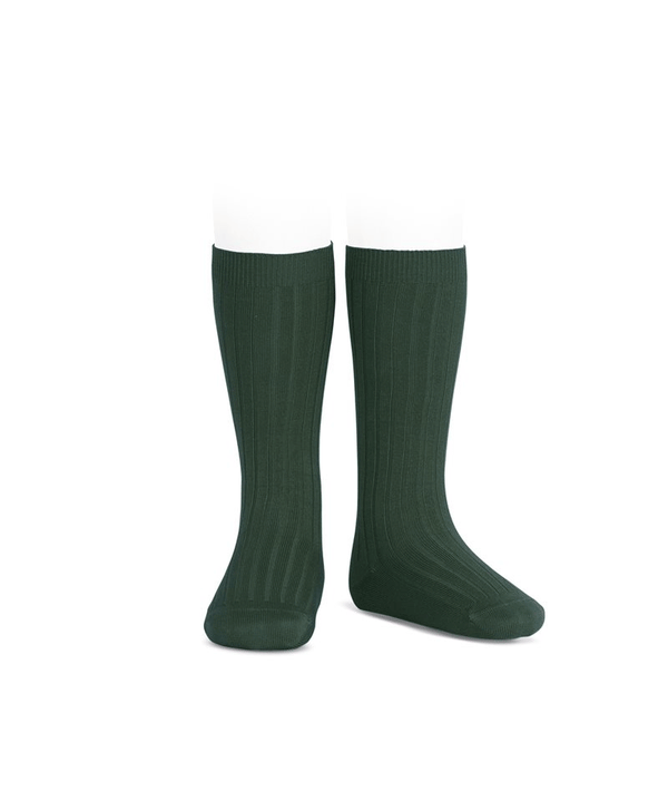 Bottle Green Knee High Rib Socks by Condor