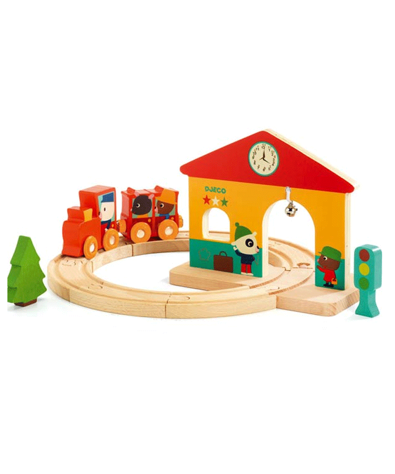 Mini Wooden Train Set by Djeco