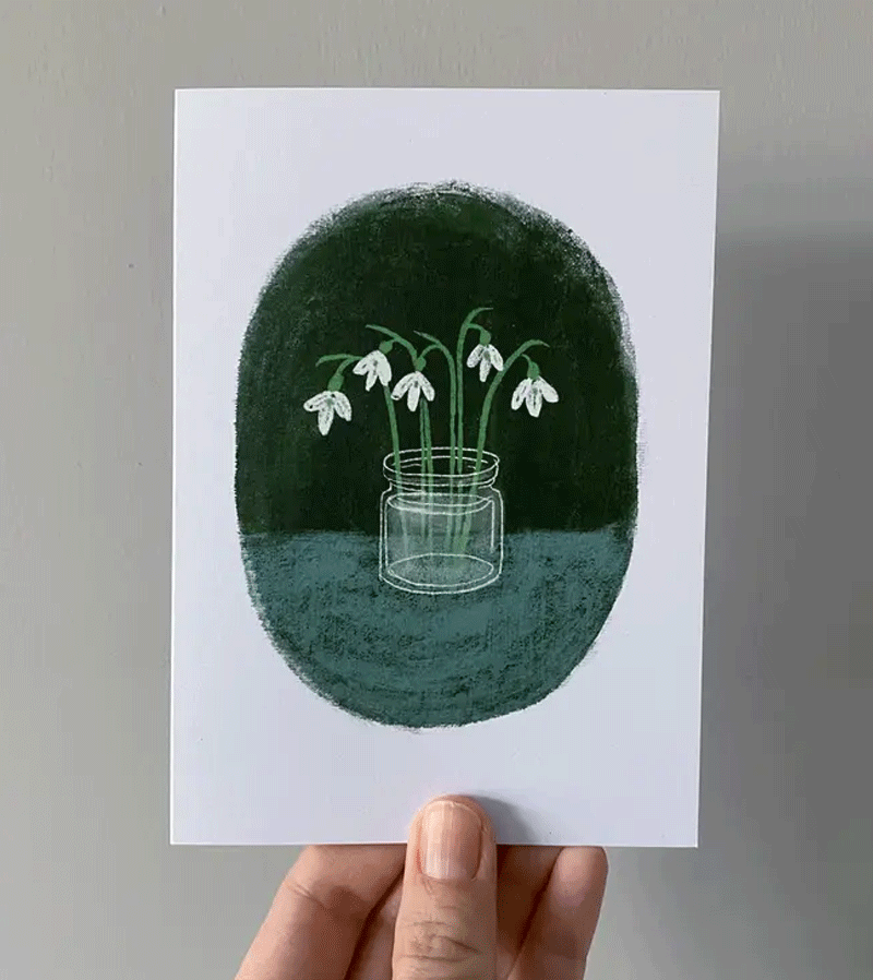 Snowdrops in a Jar Greetings Card