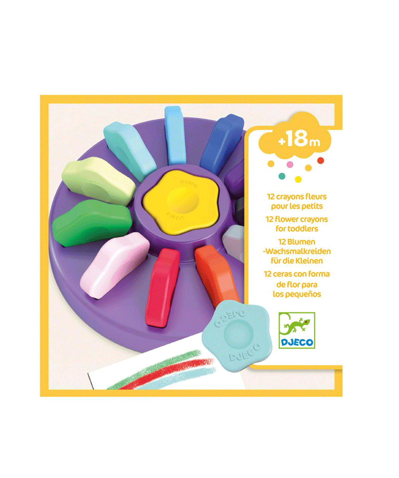 Flower Set of 12 Toddler Crayons  by Djeco - Niddle Noddle