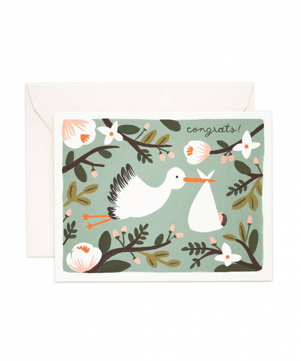 Congrats Stork Card by Rifle Paper Co.