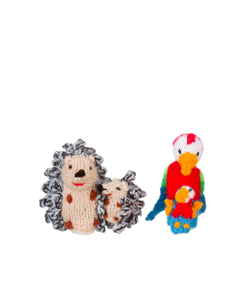 Knitted Mother & Baby Finger Puppet