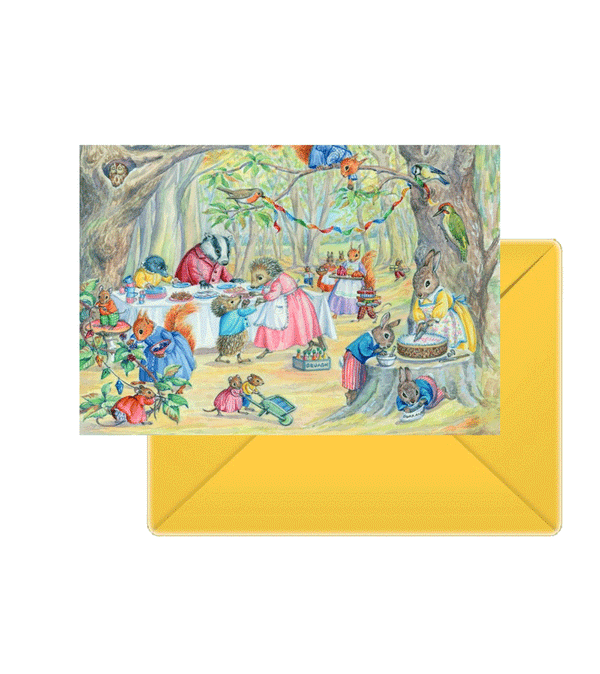 Birthday Party in the Woods Card by Audrey Tarrant