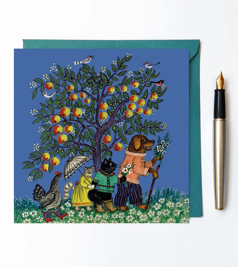 Animals under the Appletree Card by Kapelki Art