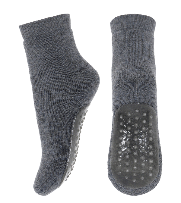 Anti Slip Dark Grey Wool & Cotton Socks by mp Denmark