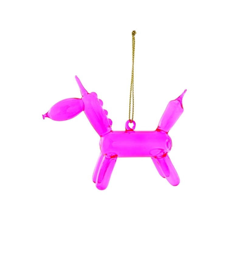 Pink Balloon Unicorn Glass Ornament By Cody Foster