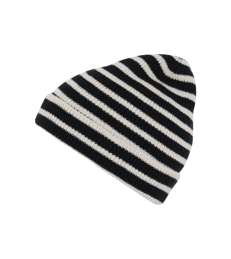 Denim Melange Bergen Striped Beanie by mp Denmark