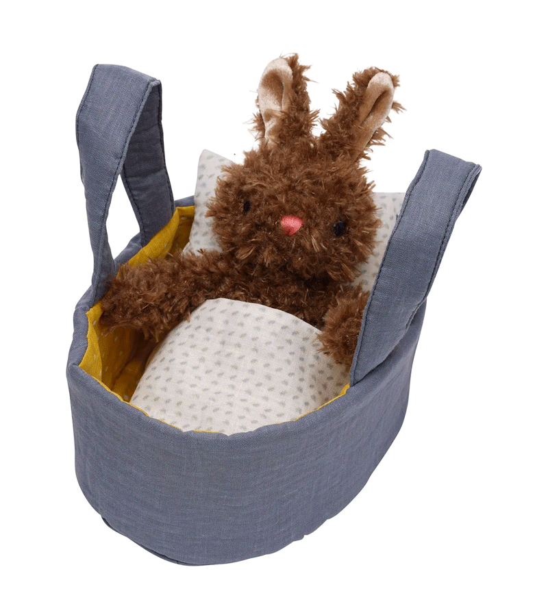 Moppettes Beau Bunny in Carry Cot by Manhattan Toys