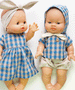 Blue Gingham Linen Bonnet for Baby Doll
