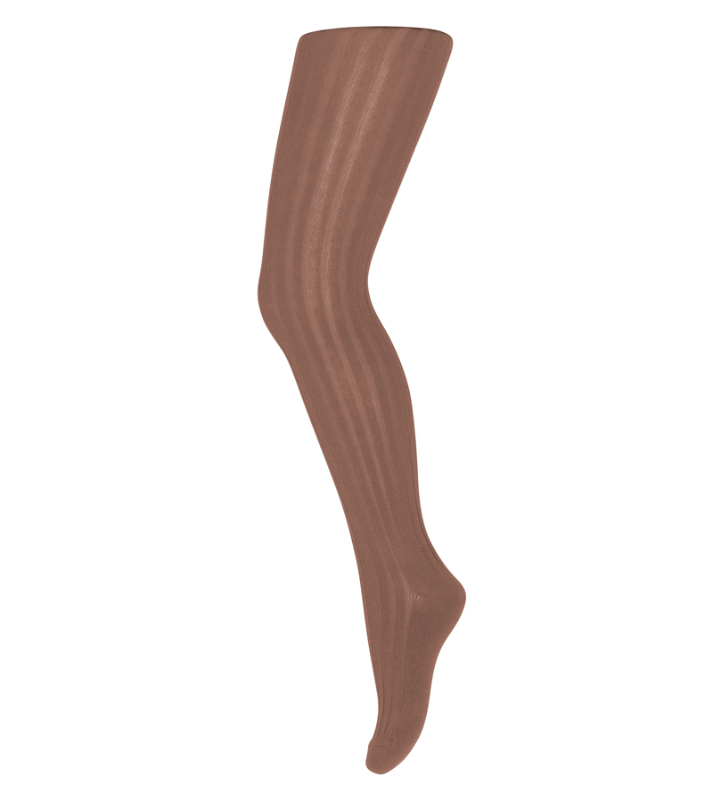 Rust Ribbed Tights Russet Cotton Rib Tights by mp Denmark - Niddle Noddle