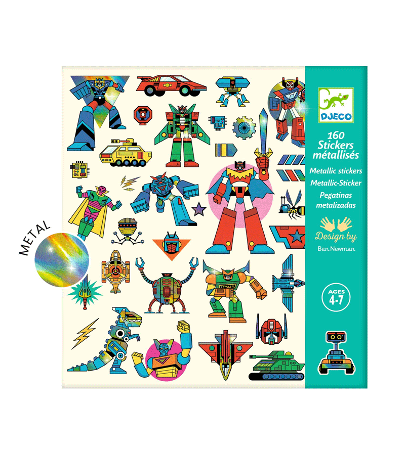 Robot Metallic Stickers by Djeco - Niddle Noddle