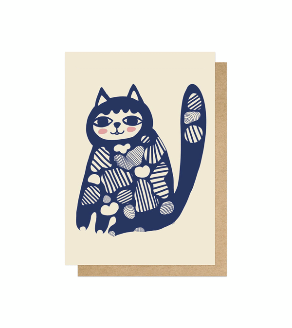 Patterned Cat Greetings Card by Freya MacPhail