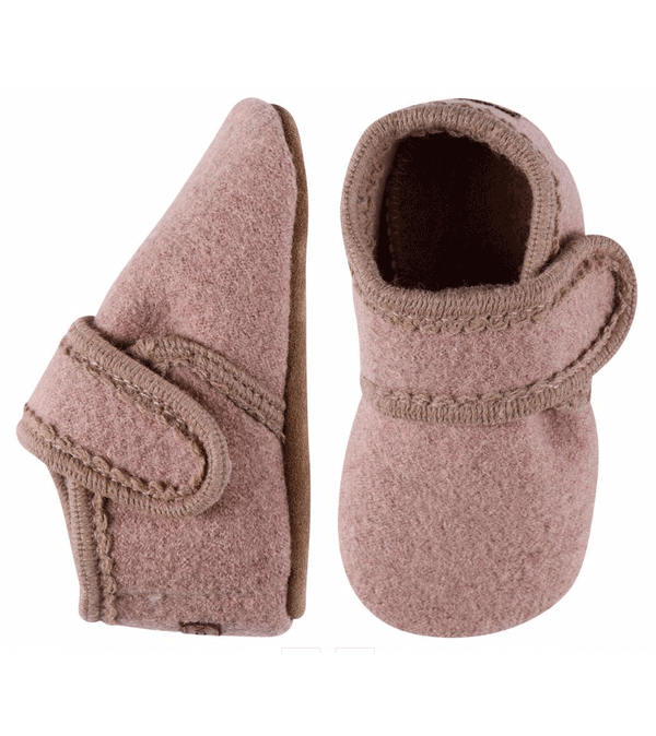 Fawn Wool Slippers with Velcro by Melton