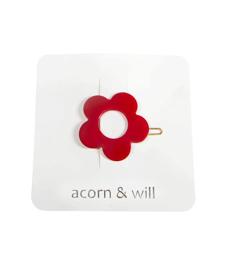 Red Retro Flower Hair Clip by Acorn & Will